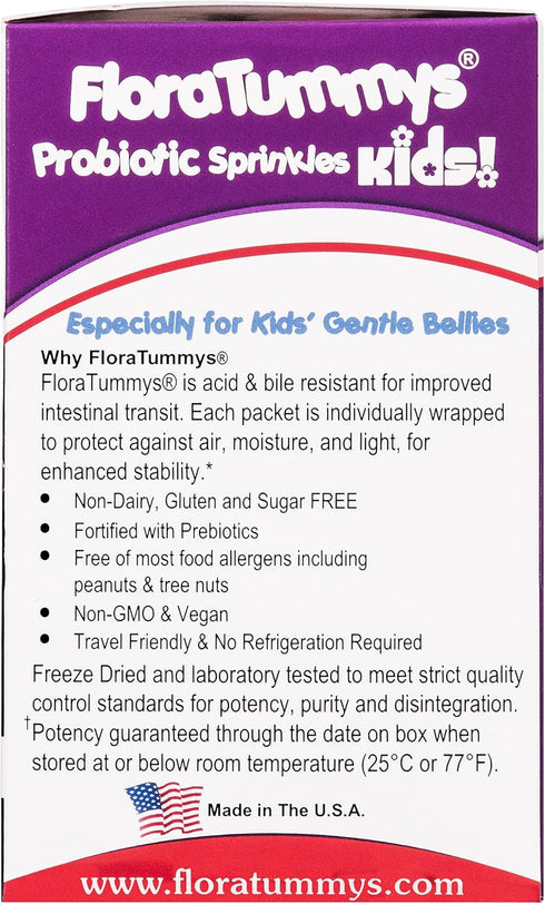 Probiotics for Kids: 30 Taste-Free Powder Packets, Free of Food Allergens, Non-Dairy, Gluten Free, Sugar Free, Non-GMO, Vegan...