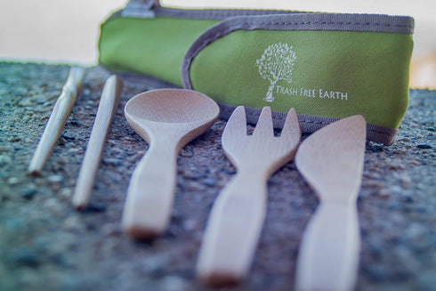 TO GO WARE Reusable Bamboo Utensil Travel Set | Includes Fork, Knife, Spoon, Chopsticks, & Carabiner Clip | Made from Sustainable Materials | Perf...