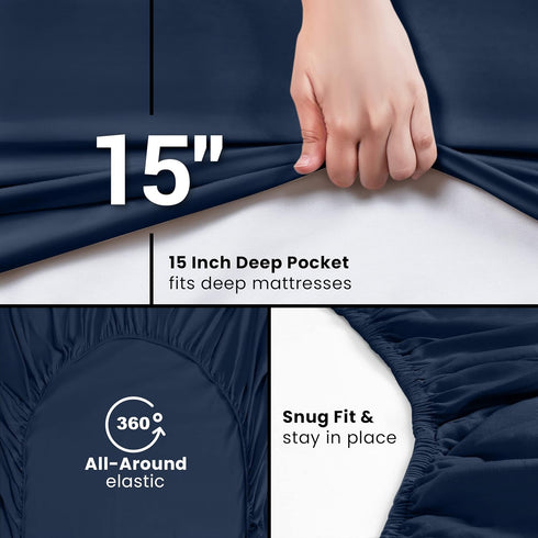 Utopia Bedding Queen Fitted Sheet - Bottom Sheet - Deep Pocket - Soft Microfiber - Shrinkage and Fade Resistant - Easy Care -1 Fitted Sheet Only (...