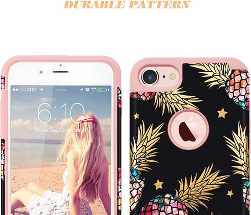 Fingic for iPhone 8/iPhone 7 Case,Pineapple Phone Case iPhone 7,Slim Fit Colorful Pineapple&Shinny Star Design Phone Cover Hard PC Cover&Soft Sili...