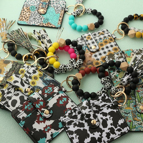 Wristlet Keychain for Women Silicone Key Bracelet Slim RFID Credit Card Holder Bracelet Keychain for Men Women...