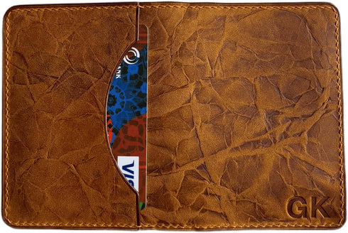 Handmade Leather Wallet for Men with Front Pocket Credit Card Holder with Unique Pattern - Slim Minimalist Wallet for Men - Small Card Case - Gift...