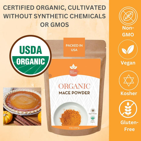 SPICY ORGANIC Ground Mace - 100% Pure USDA Organic -Non-GMO Mace Spice - 4 OZ...