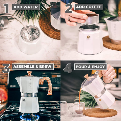 GROSCHE Milano Moka Stovetop Espresso Coffee Maker (3 Cup / 150 ml, White)...
