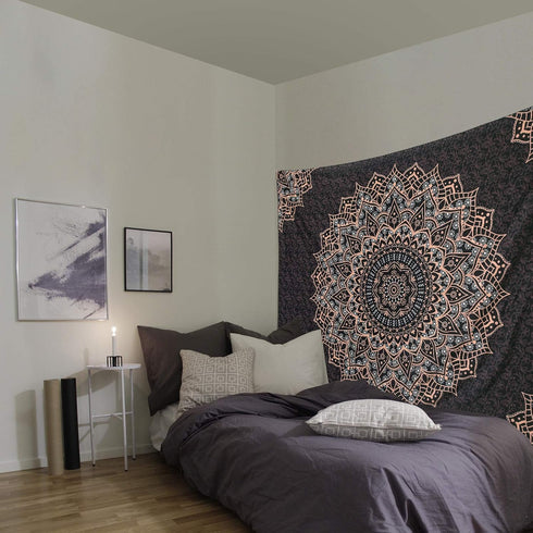 Edeesky Black Mandala Tapestry Wall Hanging Psychedelic Aesthetic Indian Hippie Wall Decor Bohemian Wall Art Boho Home Decoration for Bedroom,Livi...