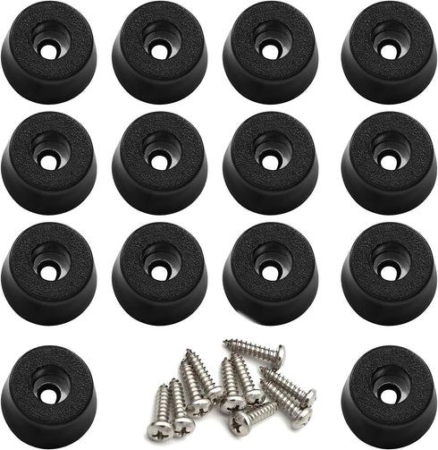 30 PCS Cutting Board Rubber feet (0.59” x 0.31”) with 304 Stainless Steel Screw and Washer, Non Slip Round Rubber Feet pad for Furniture, Electron...