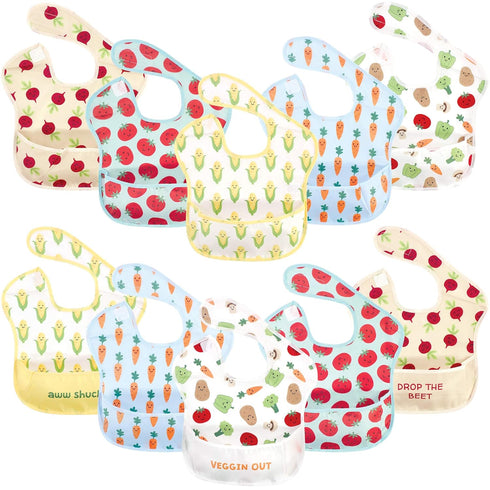 Hudson Baby Unisex Baby Waterproof Polyester Bibs, Veggies, Feeder...