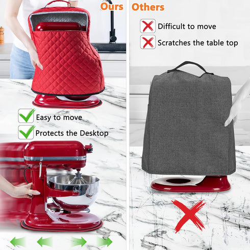 BAGSPRITE Stand Mixer Cover with Appliance Sliders Compatible with KitchenAid Mixer 6/7/8 Quart with Pockets for Kitchen Aid Accessories and Attac...