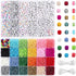 8800pcs Beads Kit, Including 7200pcs 4mm Glass Seed Beads and 1600pcs Letter Beads for Bracelet Jewelry Making and Crafts with 20m Crystal String ...