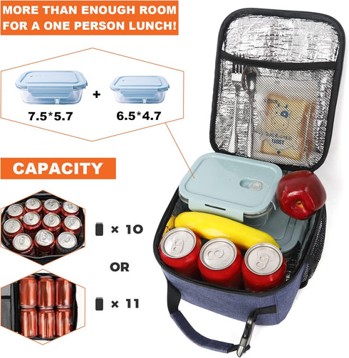 Femuar Lunch Box for Men Women Adults Small Lunch Bag for Office Work Picnic - Reusable Portable Lunchbox, Blue...