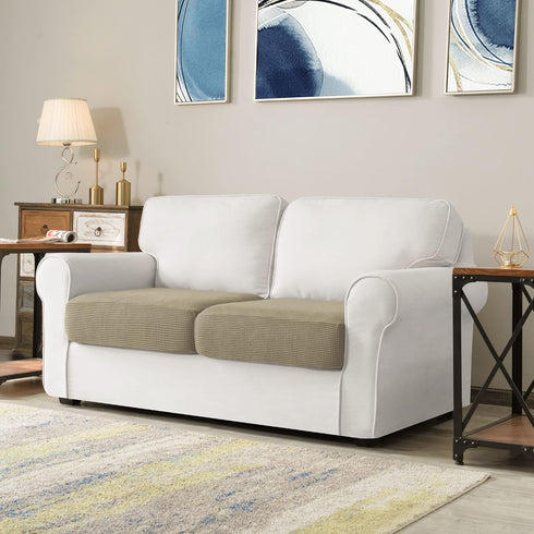 CHUN YI 2PC Stretch Couch Cushion Covers, Sofa Seat Slipcovers Suitable for Armchair Loveseat Sofa with Spandex Jacquard Fabric(2pc,Khaki)...