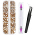 Canvalite 1500PCS Champagne Rhinestones Flat Back Gems, Nail Rhinestones Nail Art Gems with Pick Up Tweezers and Rhinestone Picker Dotting Pen, Na...