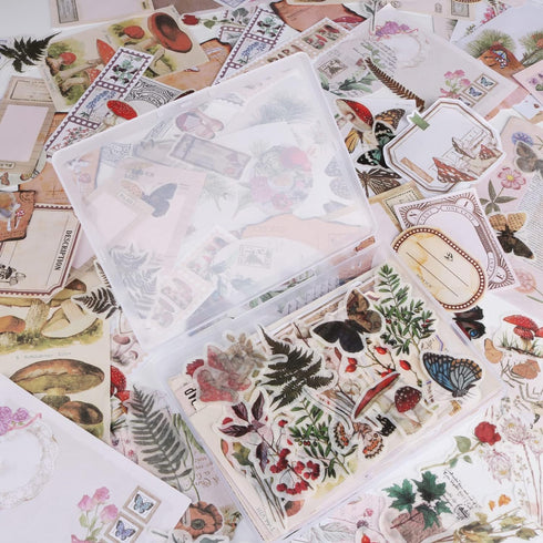 200Pcs Vintage Scrapbook Stickers, Aesthetic Junk Journal Stamping Supplies Kit, Scrapbooking Ephemera Washi Paper for Bullet Journaling Planners ...