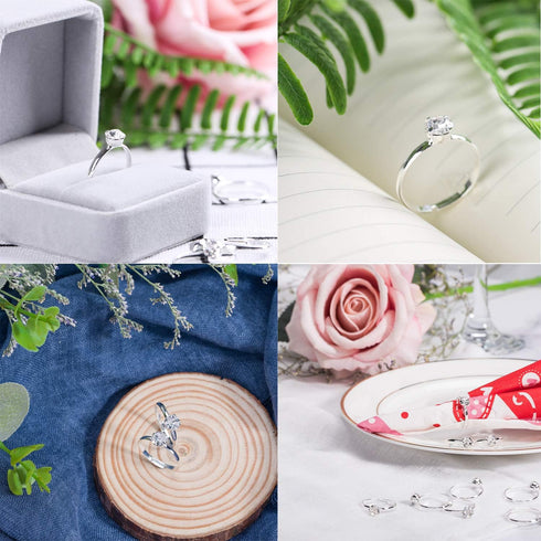 Whaline 36 Packs Diamond Engagement Rings Bridal Shower Rings for Wedding Table Decorations, Party Supply, Favor Accents, Cupcake Toppers...