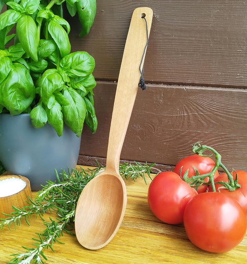 14-inch Large Wooden Spoon, Heavy Duty Big Non-Stick Cooking Spoon with a Scoop and a Strong Long Handle for Stirring, Mixing, Canning in Big Pots...