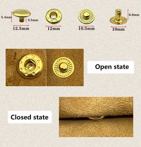 12.5MM Snap Fasteners Kit Brass Materia with Sharp Hole Punch Cutter and Standard Install Tool?Practice Operations Webbing ?for Clothes?Jackets?Je...