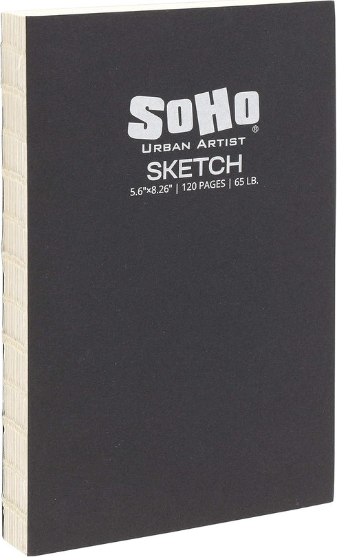 SoHo Urban Artist Open Bound Sketch Pads - Open Coptic Bound Sketch Pads for Drawing, Calligraphy, Any Dry Media, & More! - [White - 5.6x8.26" - S...