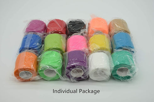 15 Pack Cohesive Wrap 2 Inches x 5 Yards Self Adherent Vet Tape for Pets, Elastic Self Adhesive Bandage Wrap for Sports, Finger, Wrist, Ankle (15 ...