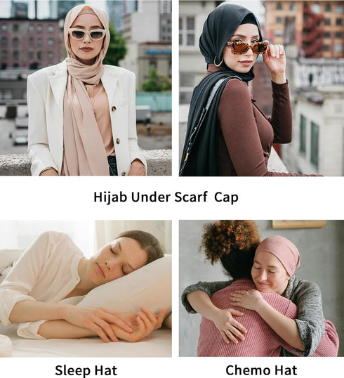 ZLYC Satin Lined Hijab Cap for Women Tie Back Hijab Undercap Inner Underscarf Hat...