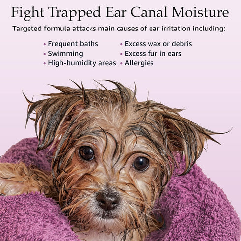 Ear Cleansing Solution for Dogs and Cats - Pet Ear Cleaner Removes Odor & Wax - Deodorizing Dog Ear Cleaner Solution with Aloe & Vitamins - Sweet ...