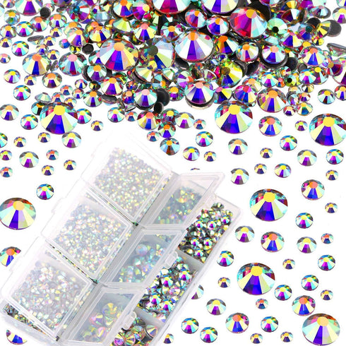 AD Beads 4500 Pieces Hotfix Rhinestones Flat Back 6 Sizes (2-6 mm) Crystal Round Glass Gems with Tweezers and Picking Rhinestones Pen or Crafts Na...
