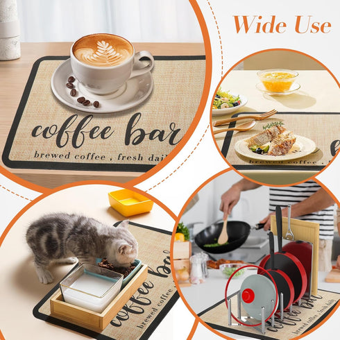 Coffee Mat Coffee Bar Mat,Coffee Pad Coffee Machine Mat,Waterproof Rubber Backing Absorbent Drying Mat,Coffee Maker Mat for Counter,11.8" W x 15.7...