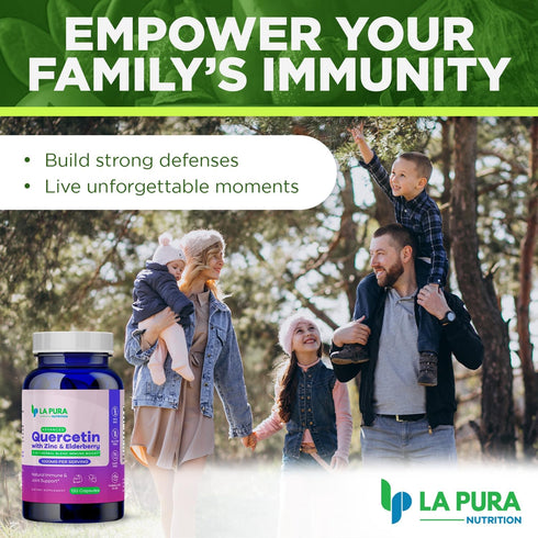 LaPura Advanced Quercetin 1000mg Elderberry 200mg Zinc 30mg Supplement 120 Capsules – Non-GMO 3-in-1 Herbal Blend for Immune Boost and Joint Suppo...
