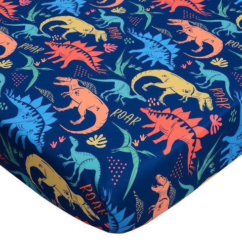 Cloele Dinosaur Fitted Crib Sheet for Boys 1 Pack Baby Nursery Sheet Soft Cozy Bed Sheet for Standard Crib and Toddler Mattresses - Navy Crib Matt...