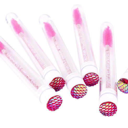 60 Pcs Pink Lash Disposable Mascara Brushes Diamond Eyelash Spoolies Makeup Brush Mascara Wand in Sanitary Tube Lash Supplies...