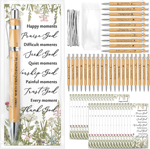 30 Set Christian Religious Gifts Bulk Include Bible Verse Bamboo Pens and Inspirational Bookmarks Scripture Biblical Church Gifts Sunday School Gi...