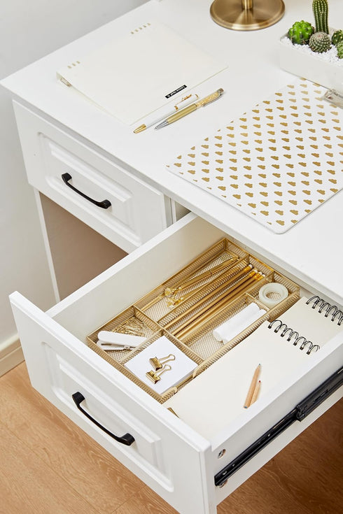 Annova Desk Drawer Organizer Tray for Office Organization - Metal Mesh - Storage Tray with Dividers for Pens, Desktop Accessories, Bathroom, Kitch...