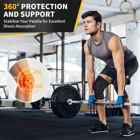 CAMBIVO 2 Pack Knee Braces for Knee Pain, Knee Compression Sleeve for Men and Women, Knee Support for Meniscus Tear, Running, Weightlifting, Worko...