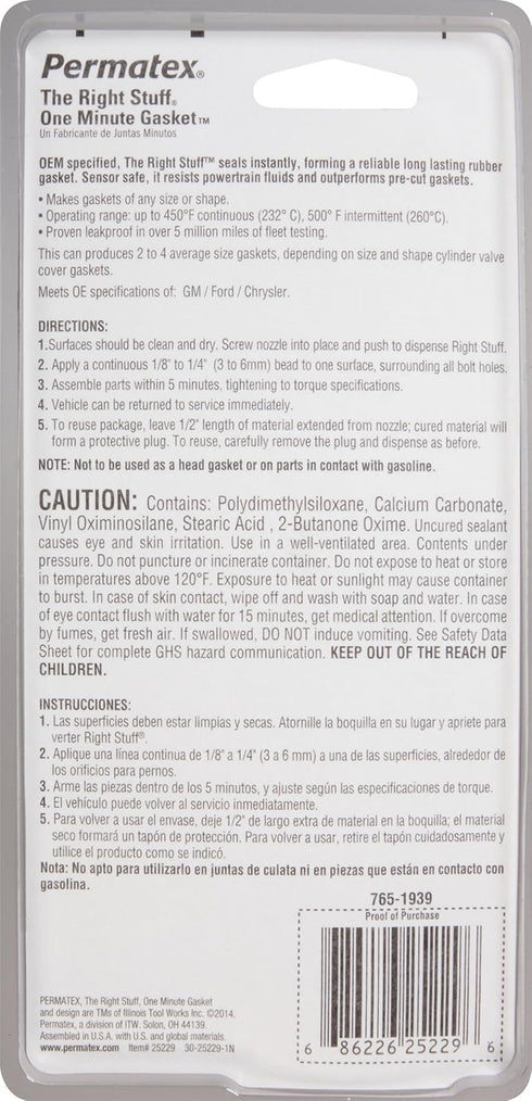 Permatex 25229 The Right Stuff 1 Minute Black Gasket Maker, 3 oz....