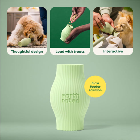 Earth Rated Treat Dispensing Dog Toy, Enrichment Toy for Adult and Puppy Dogs, Slow Feeder, Dishwasher and Freezer-Safe, Natural Rubber, Small, Gr...