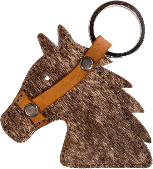Stallion Head Keychain Handmade from Full Grain Leather - Furry...