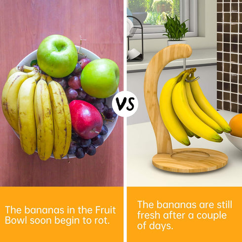 Ruichang Banana Holder Stand Banana Hanger,Bamboo Sturdy Banana Hook for Kitchen Countertop Banana Tree Keeper...
