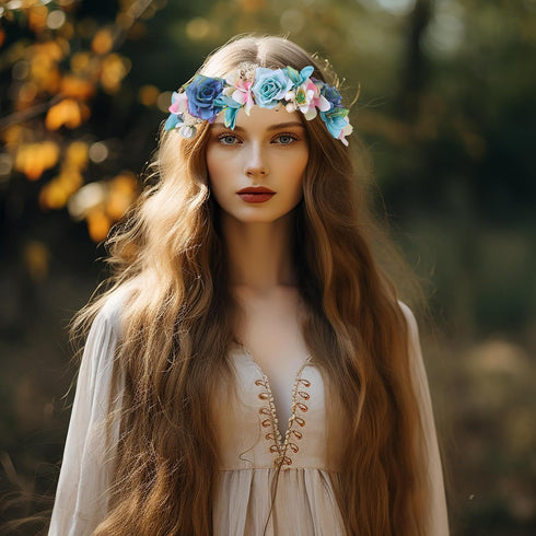 Vivivalue Fairy Flower Crown Woodland Headband Forest Elf Headpiece for Halloween Cosplay Renaissance Wedding Bridal Shower Maternity Shoot...