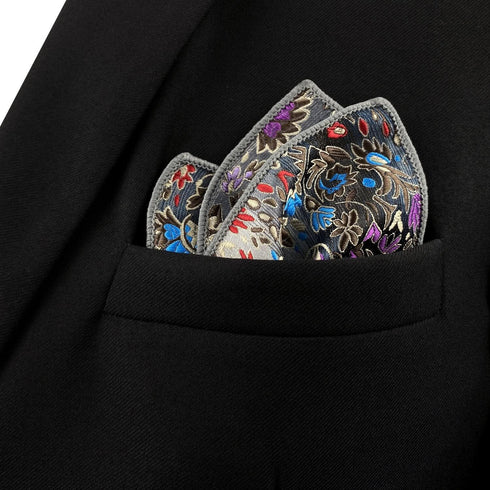 SHLAX&WING Floral Multicolor Silk Pocket Square Mens Hankies Hanky...