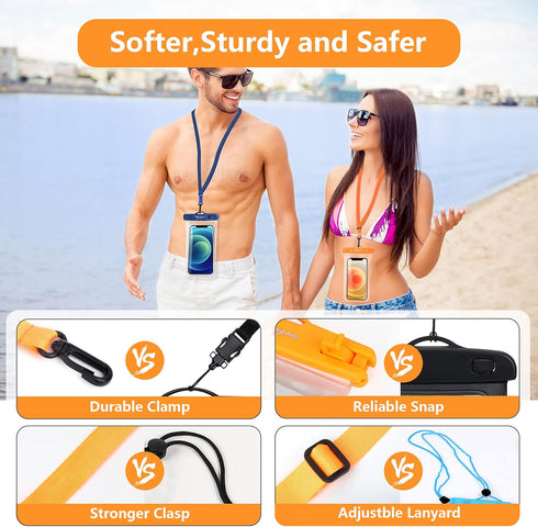 Waterproof Phone Pouch Bag - 7.5in Water Proof Cell Phone Case for Beach Travel Must Haves, IPX8 Dry Bag with Lanyard for iPhone 16 15 Pro Max Gal...