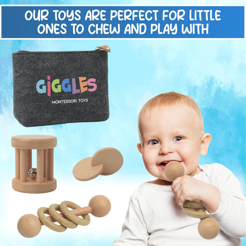 Montessori Toys for Babies 0-6 Months and 6-12 Months - Eco-Friendly Wooden Baby Toy for Sensory Stimulation, Skill-Building, and Cognitive Growth...