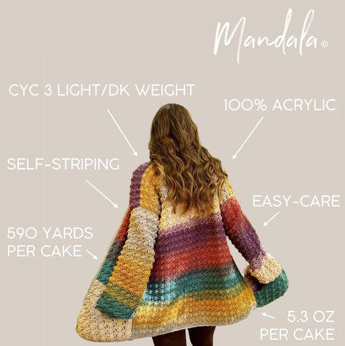 Lion Brand Yarn Mandala, Multicolor Yarn for Crocheting and Knitting, Craft Yarn, 1-Pack, Liger...