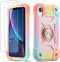 for iPhone XR Case 6.1 Inch with Ring Stand, with 2 Pack Glass Screen Protector,Heavy-Duty Shockproof Rugged Military Grade Cover with Magnetic Ca...