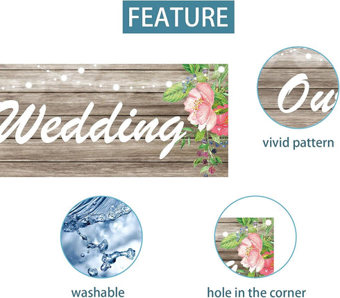 Welcome to Our Wedding Banner Sign, Wedding Reception Decorations, Large Bridal Shower Party Backdrop Photo Booth Props Indoor Outdoor Decor Suppl...