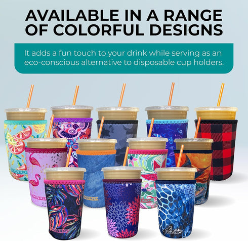 Koverz Iced Coffee Sleeve, Insulated Neoprene Cup Sleeve, Fits a 32 Oz. Coffee Cup, Washable and Reusable, Iced Coffee Accessories, Large Violet W...
