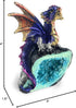 Ain’t It Nice Dragon Statue Rock Faux Geode Cavern Sparkling Medieval Collectible Fantasy Dragon Figurine Décor, Blue 3(L) X 1.5(W) X 4(H) inches...