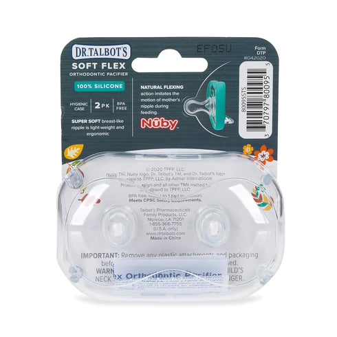 Dr. Talbot's Soft-Flex Orthodontic Pacifiers 0-6 Months, Aqua/White, 2 Pack...