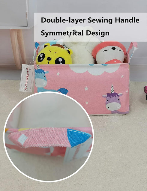 QUEENLALA Rectangular Laundry Hamper/Foldable Nursery Laundry Basket for Organizing/Storage Bin Baskets/Children Toy Office Bedroom/Toy Bin Closet...