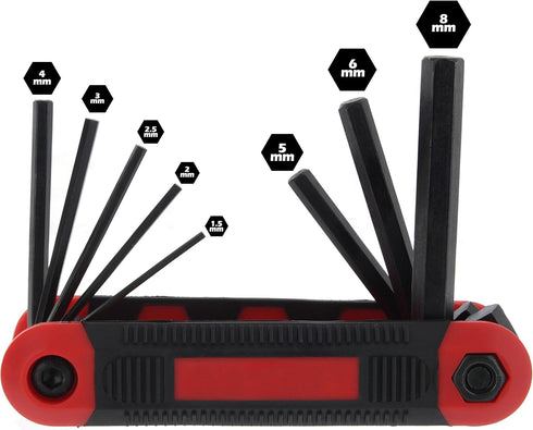 Allen Wrenches Sets - Hex Key Set - Red Folding Metric Hex Key Socket Set (8-Piece)...