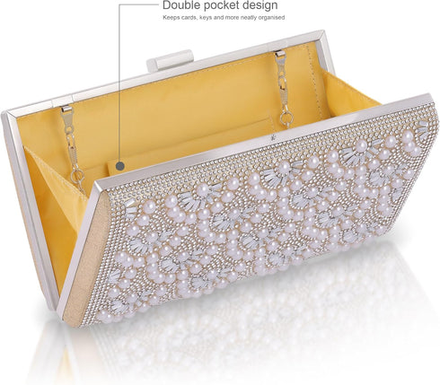 Fashion Party Evening Handbags Pearl Clutch Purses For Women & Girls...