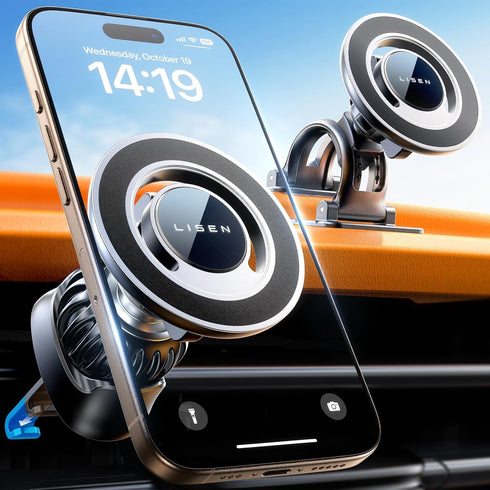 LISEN for Magsafe Car Mount, Magnetic Phone Holder for Car Vent Phone Mount, Hands Free Phone Mount for Car Accessories Dashboard Windshield Vent ...